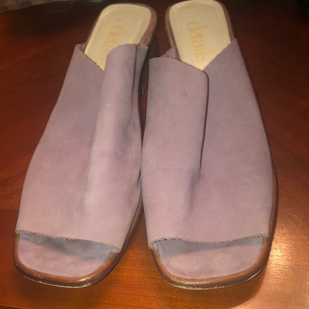 Prwnd DETAILS lavender genune leather /suede size 11 slip on mules